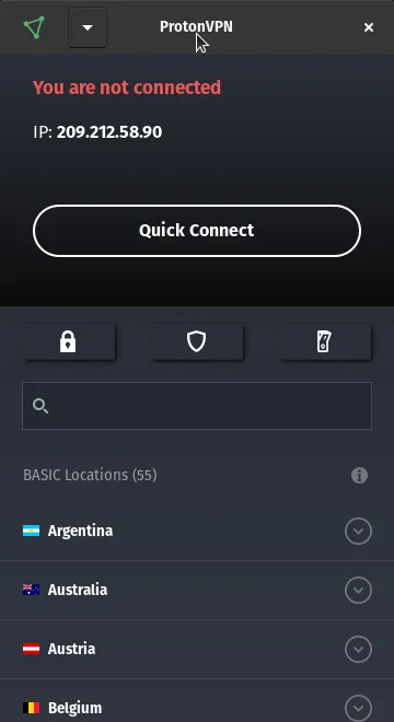 ProtonVPN signed in