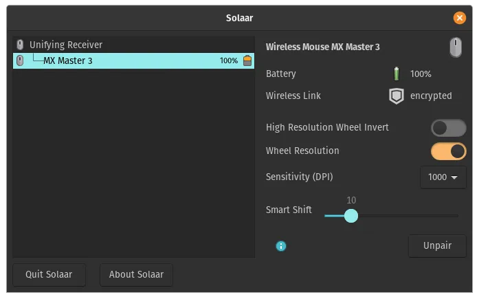 Solaar Main Window