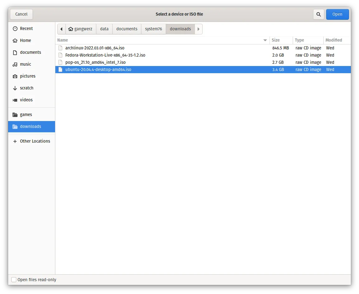 Select ISO File