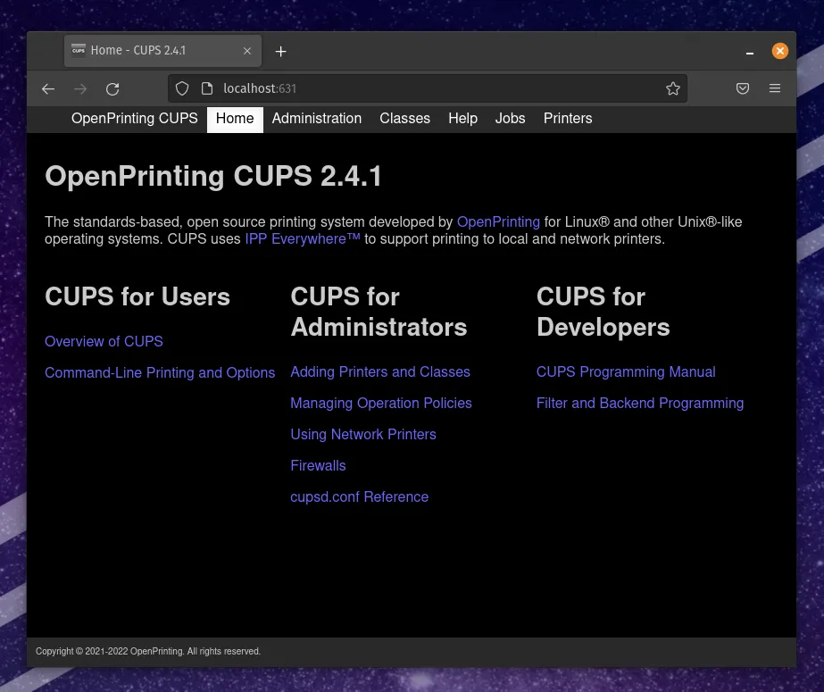 CUPS Status Window