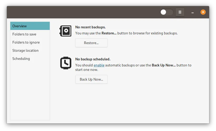Restoring data in Deja-Dup