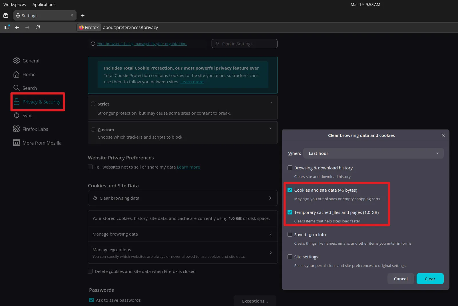 Firefox access settings menu