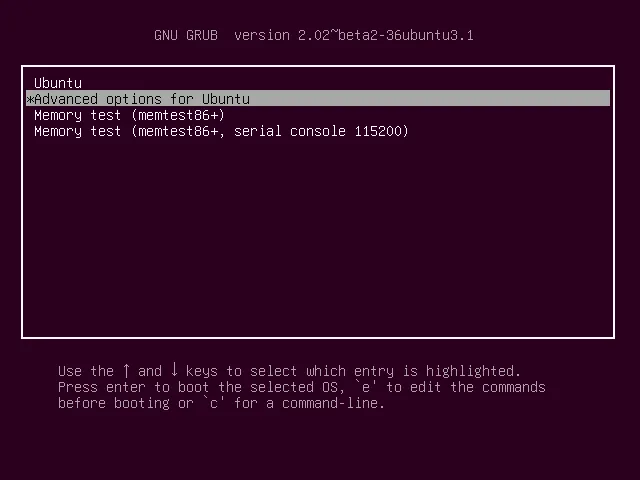 GRUB menu
