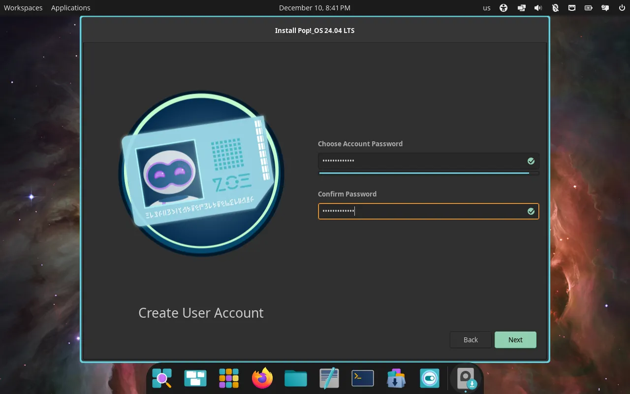 Password setup