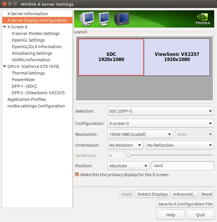 X Server Display Configuration