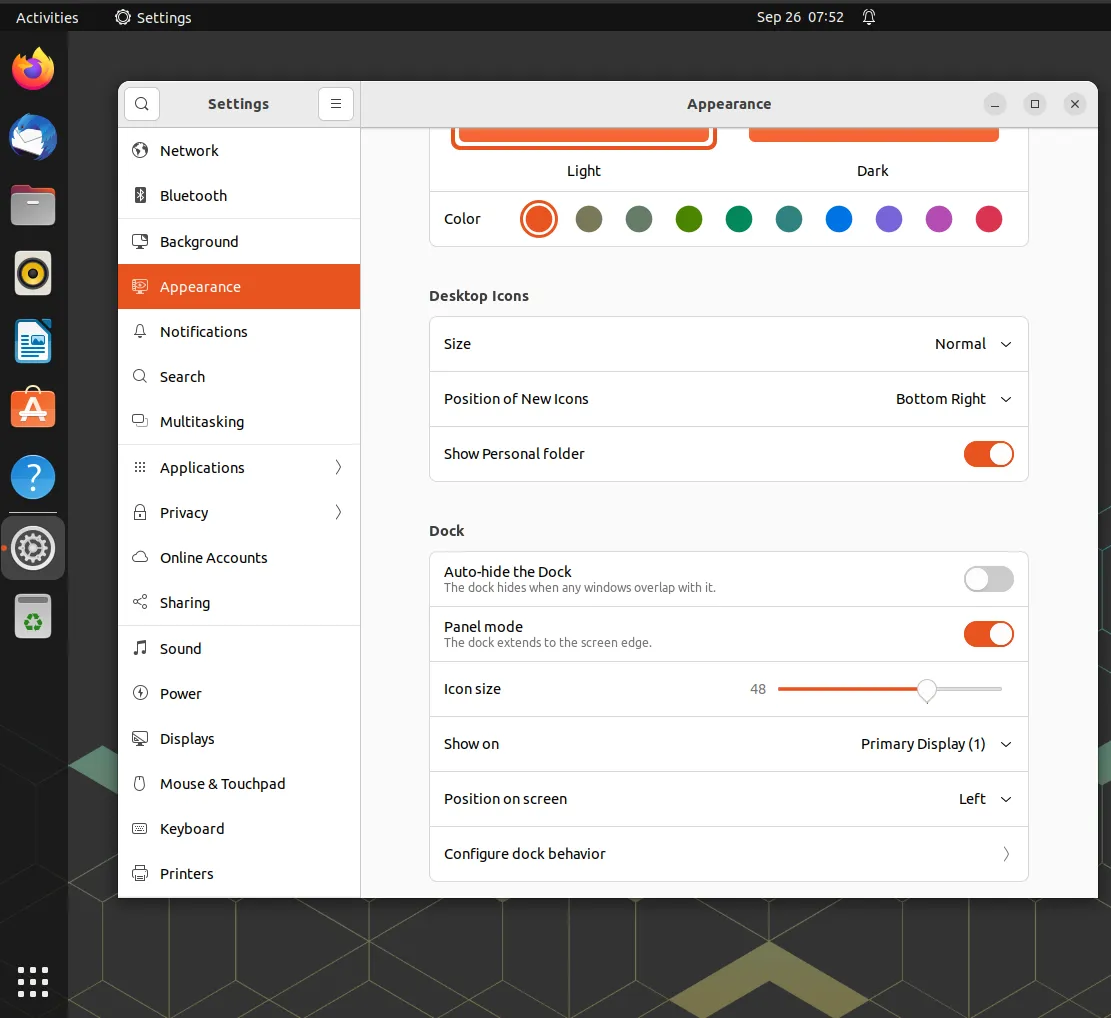 Stock Ubuntu Dock