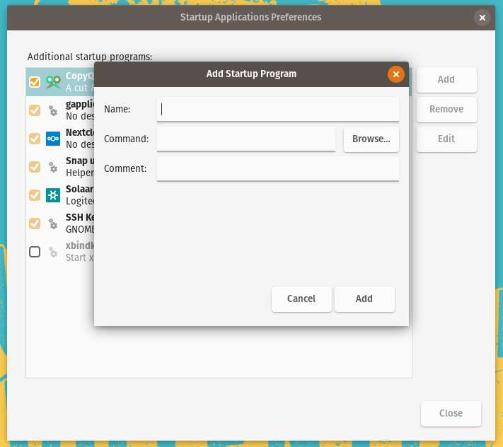 Startup Applications Pref