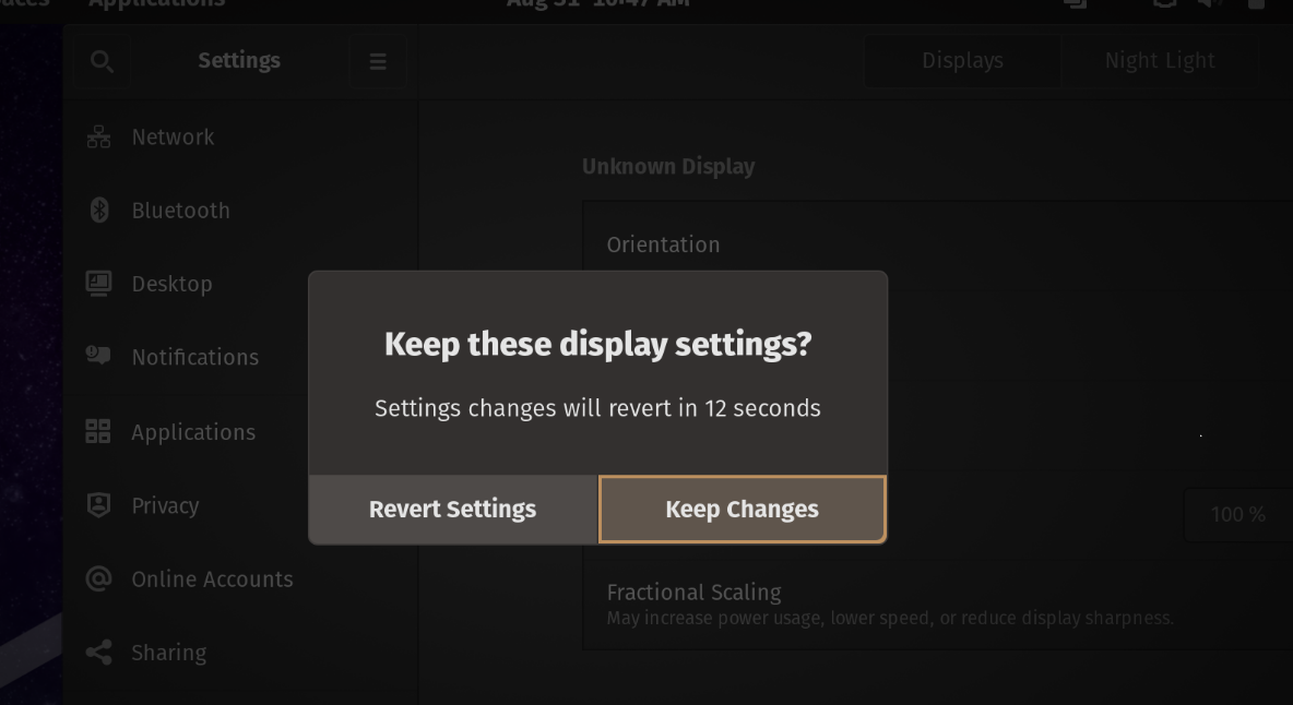 Keep Settings Option