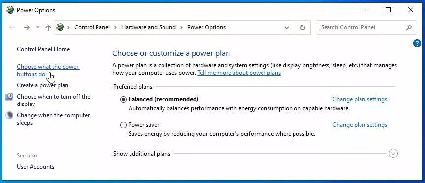 Accessing additional power settings in Windows