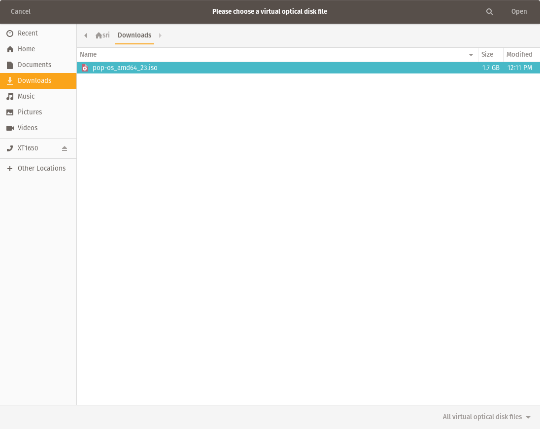 Select the ISO image