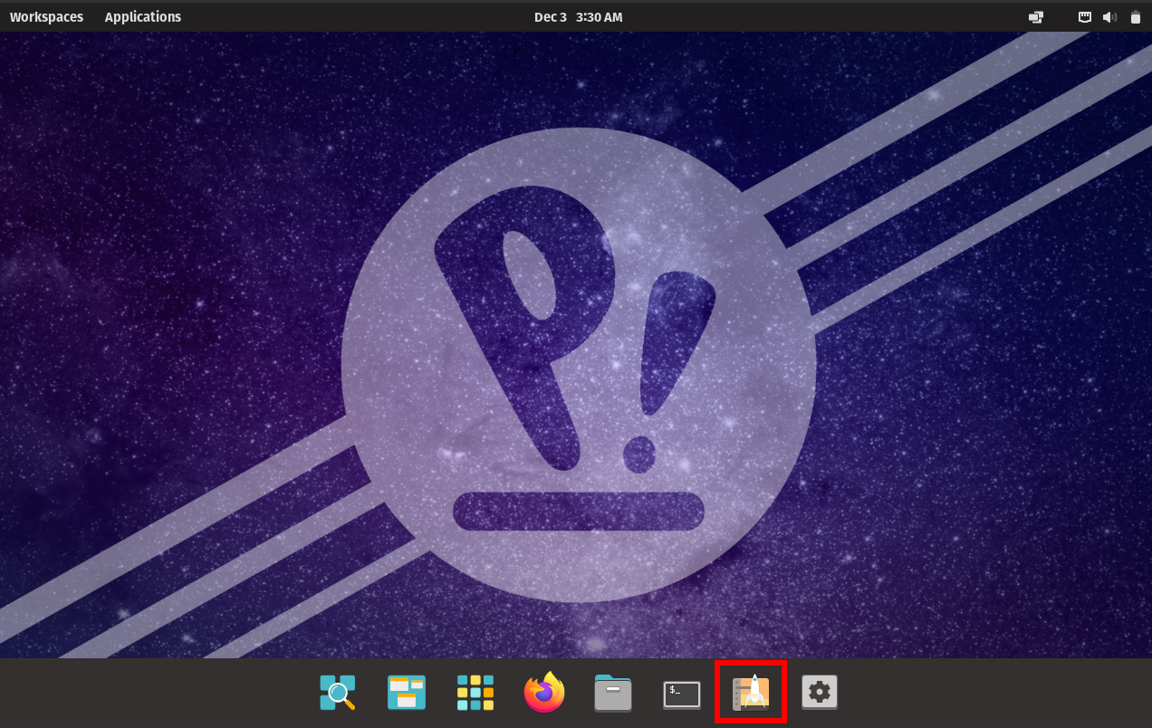 Pop!_Shop icon in the dock