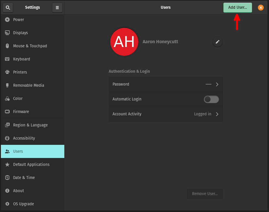 Settings-About-Users-Unlock