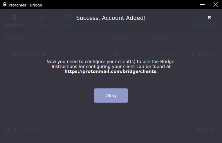 Setup ProtonMail Bridge Step2