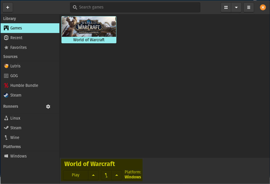 Lutris Installed Game