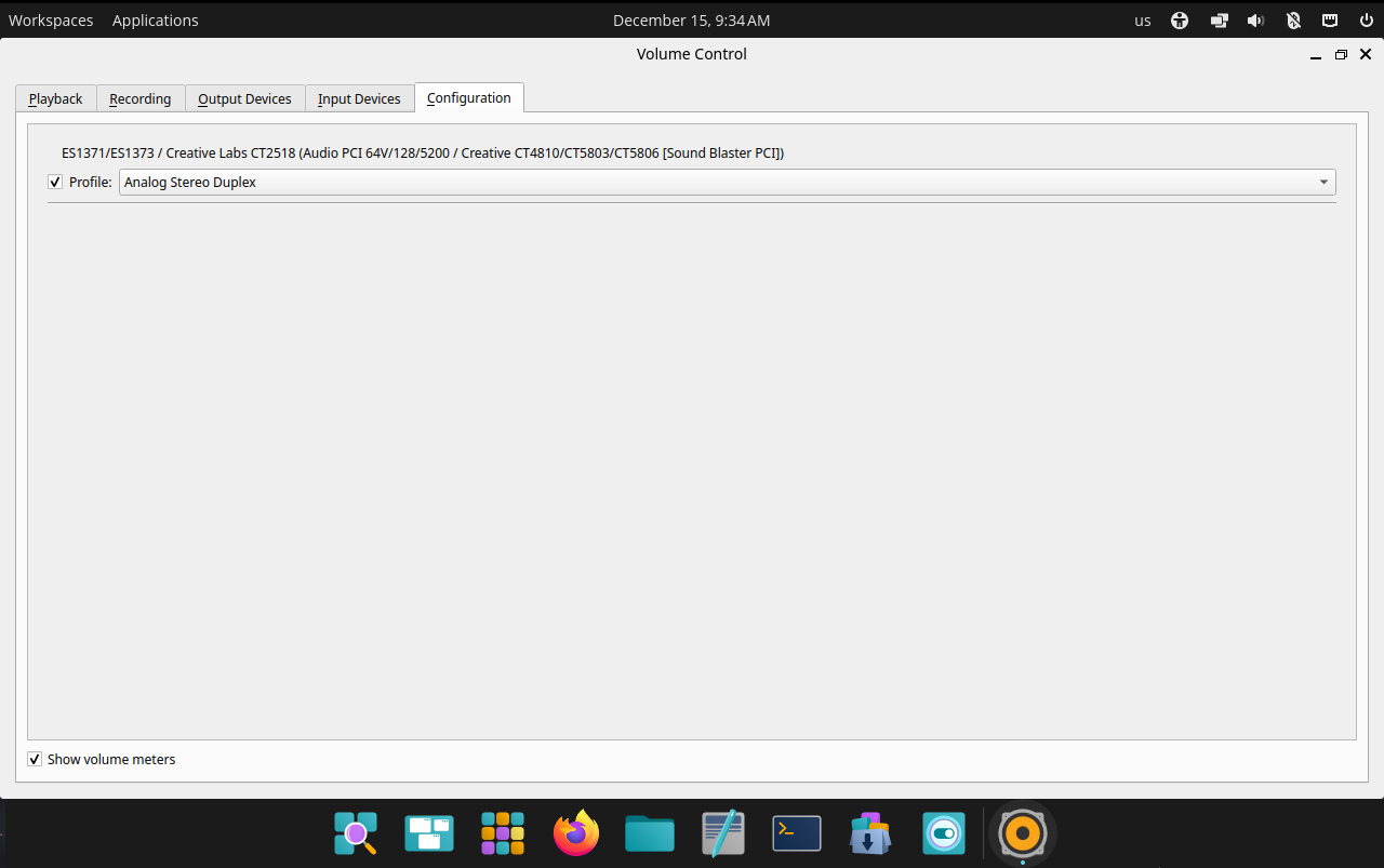 Configuration tab in PulseAudio Volume Control