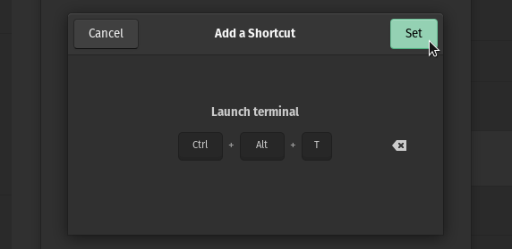 New shortcut entry
