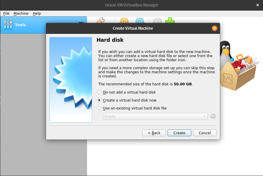 Creating a virtual hard drive