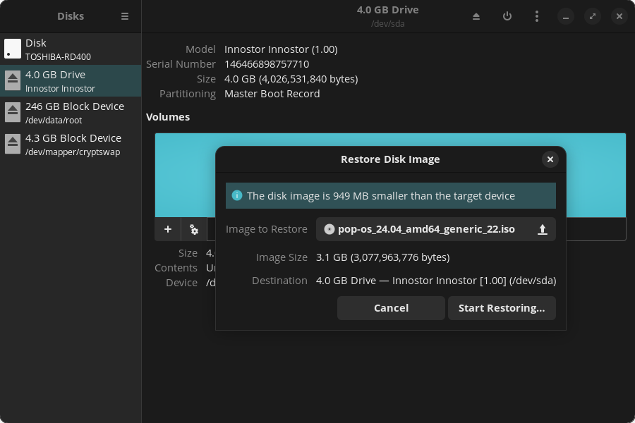 Disks File Selection