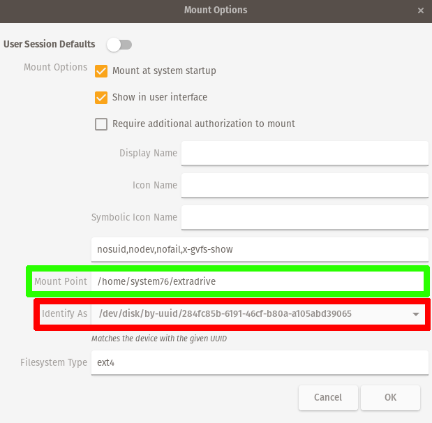 Mount Options Set Correctly