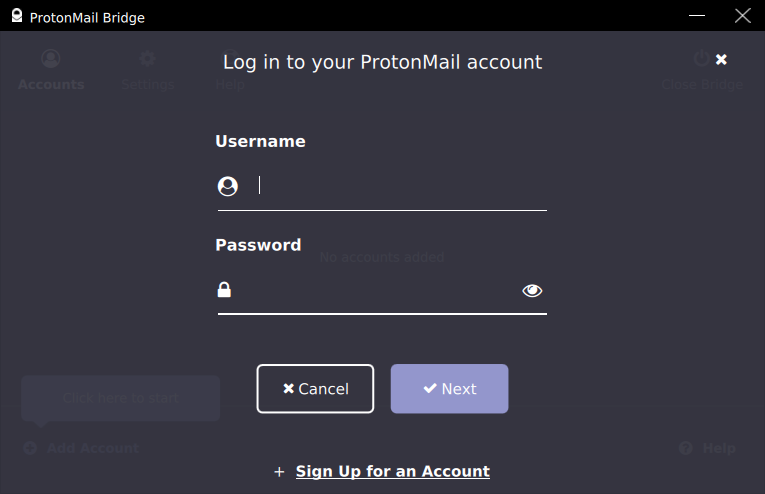 Setup ProtonMail Bridge Step1