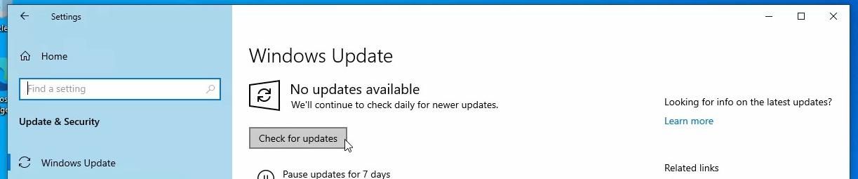 Checking for Windows updates