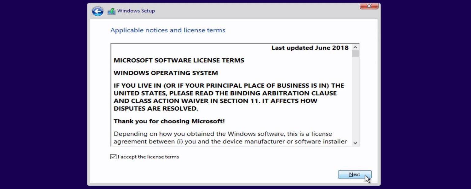Windows license terms