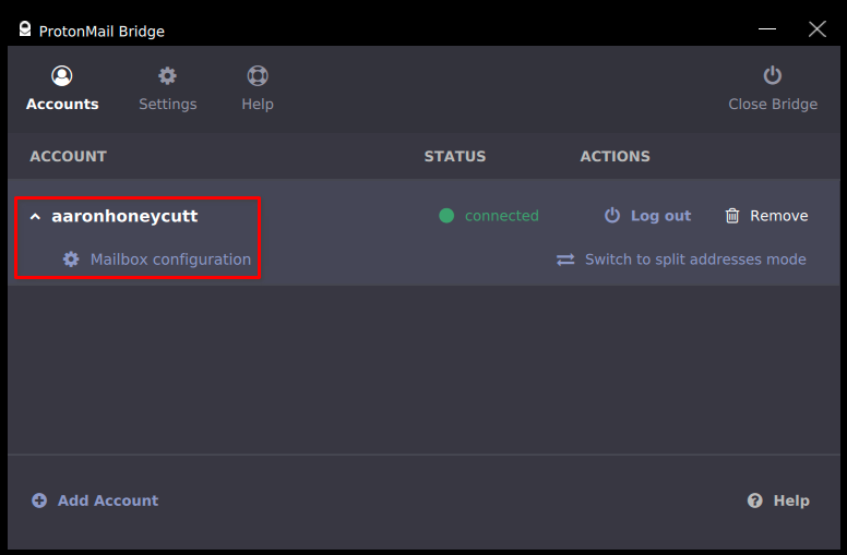 Setup ProtonMail Bridge Step3
