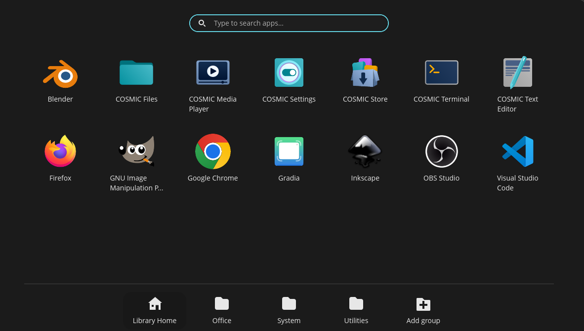 Applications overview in Pop!_OS 24.04