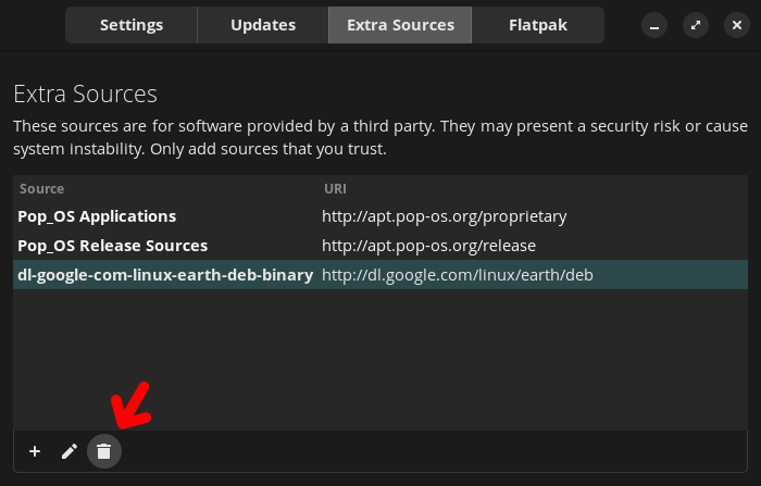 Remove button in Repoman (24.04)