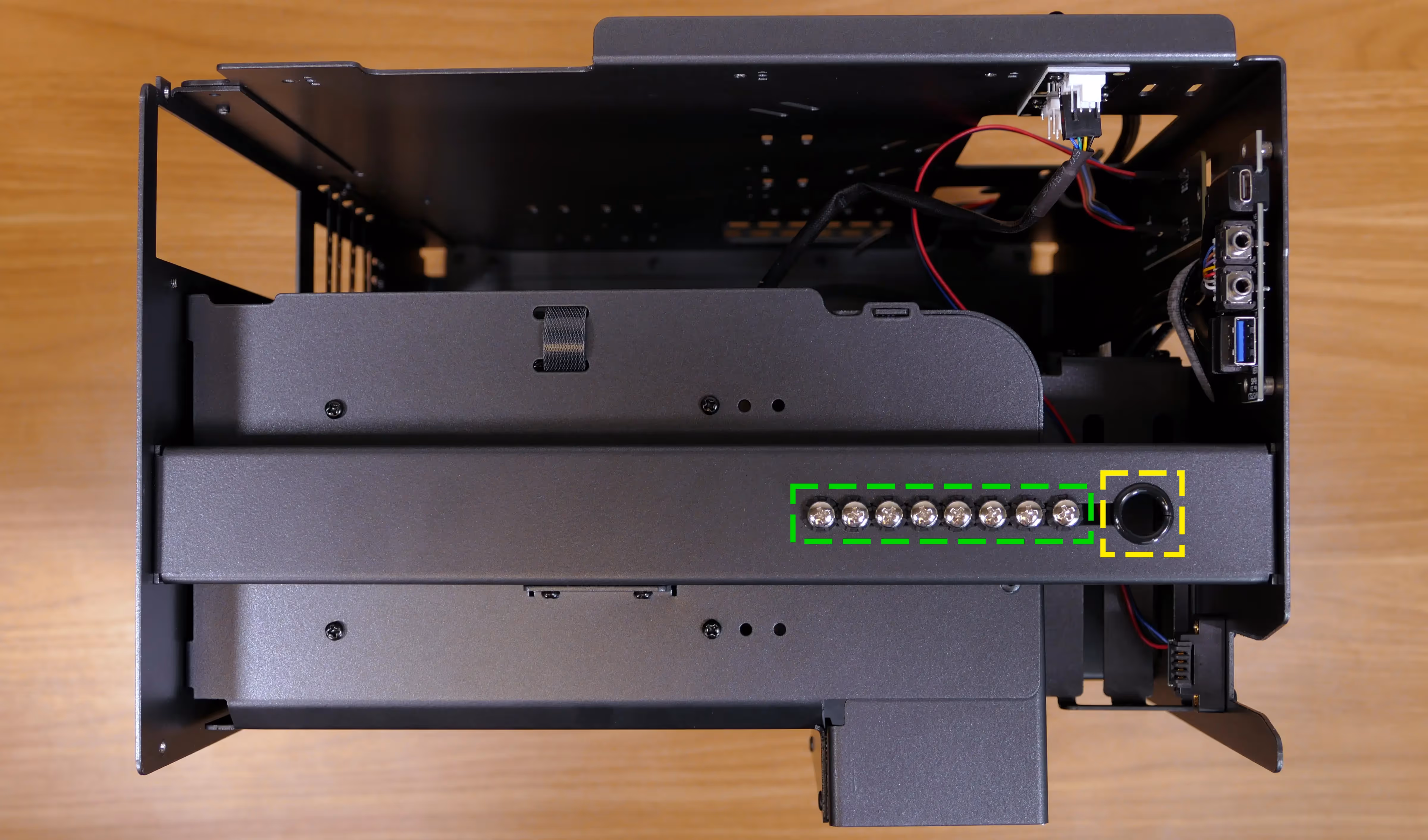 2.5" SATA drive screws on top crossbar