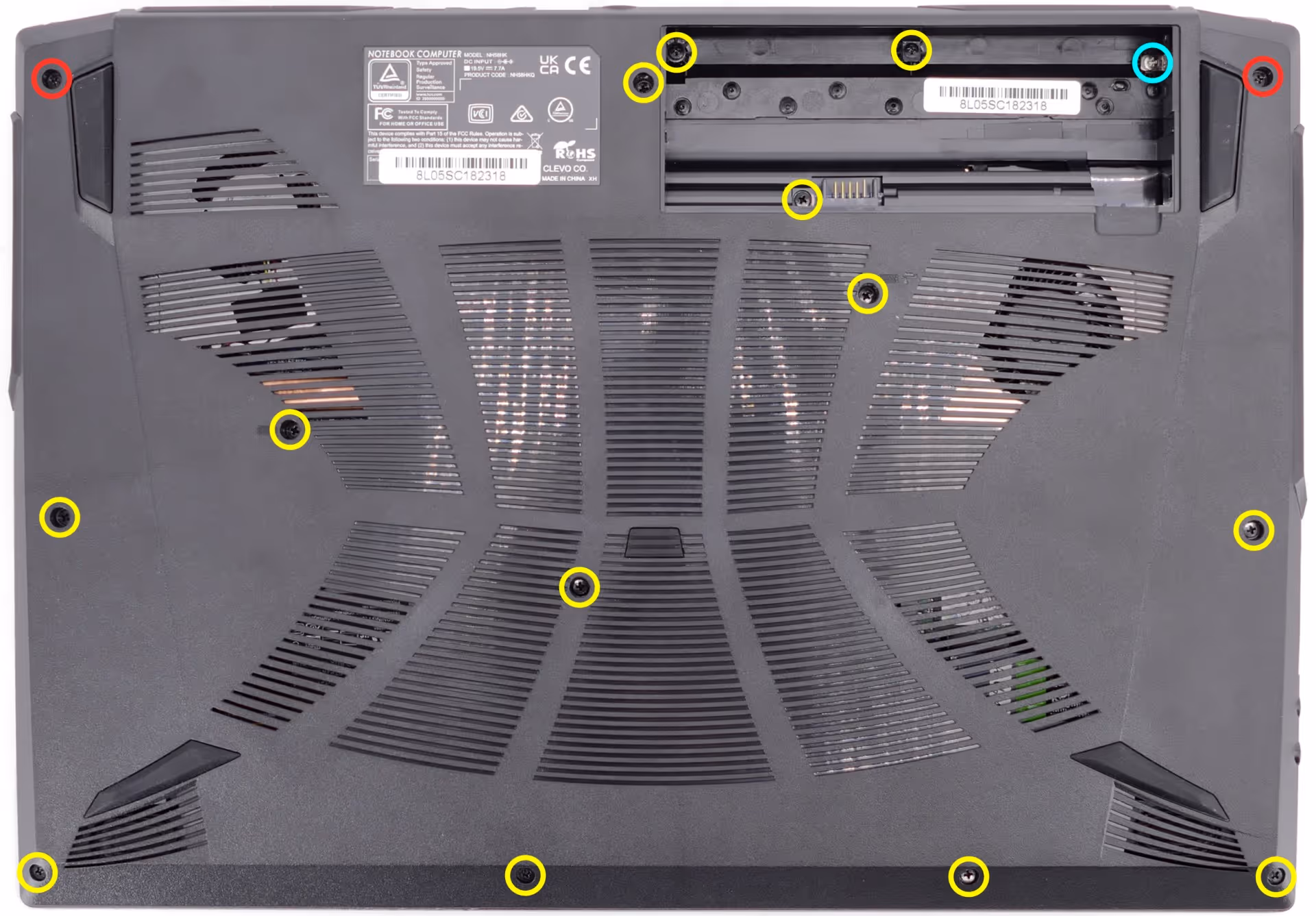 15" bottom panel screws