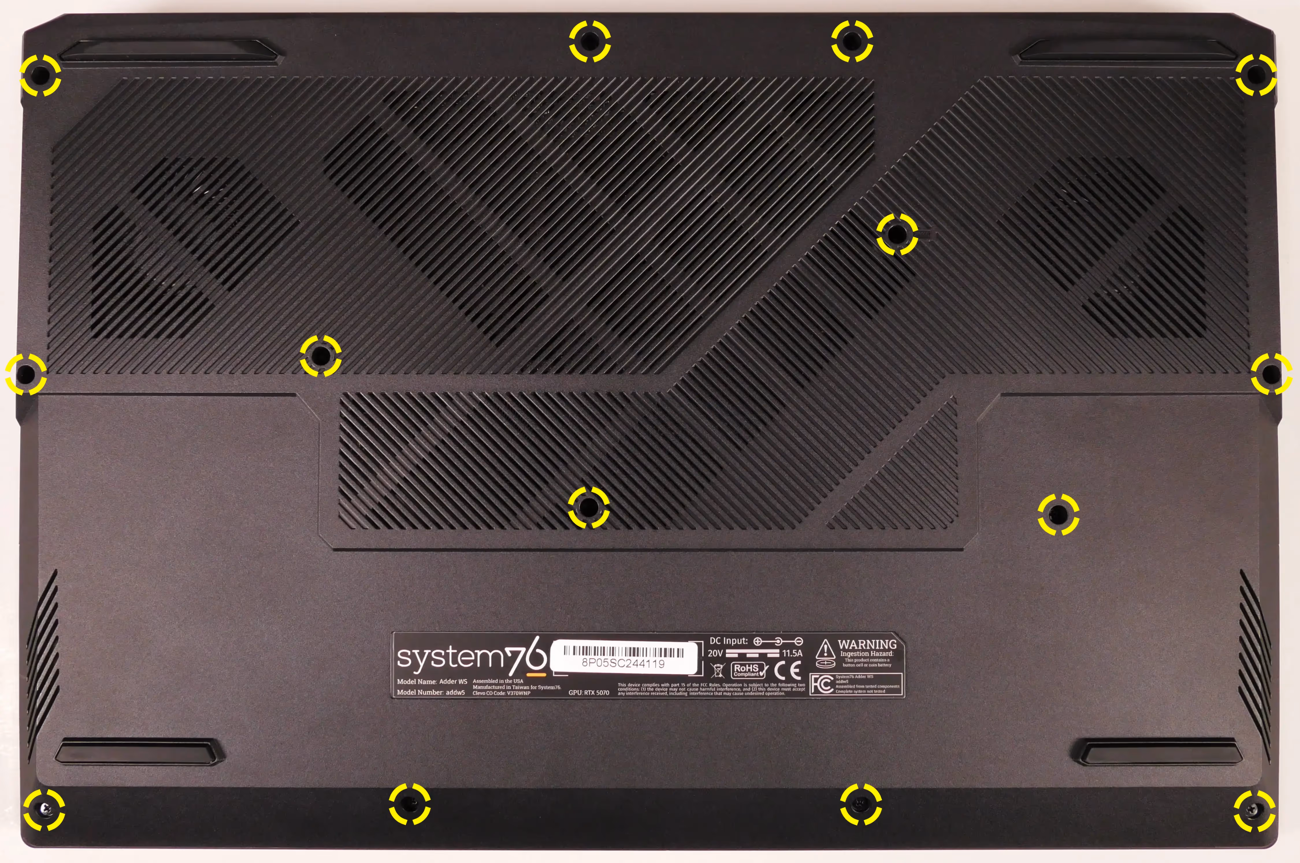 Bottom panel screws (17")