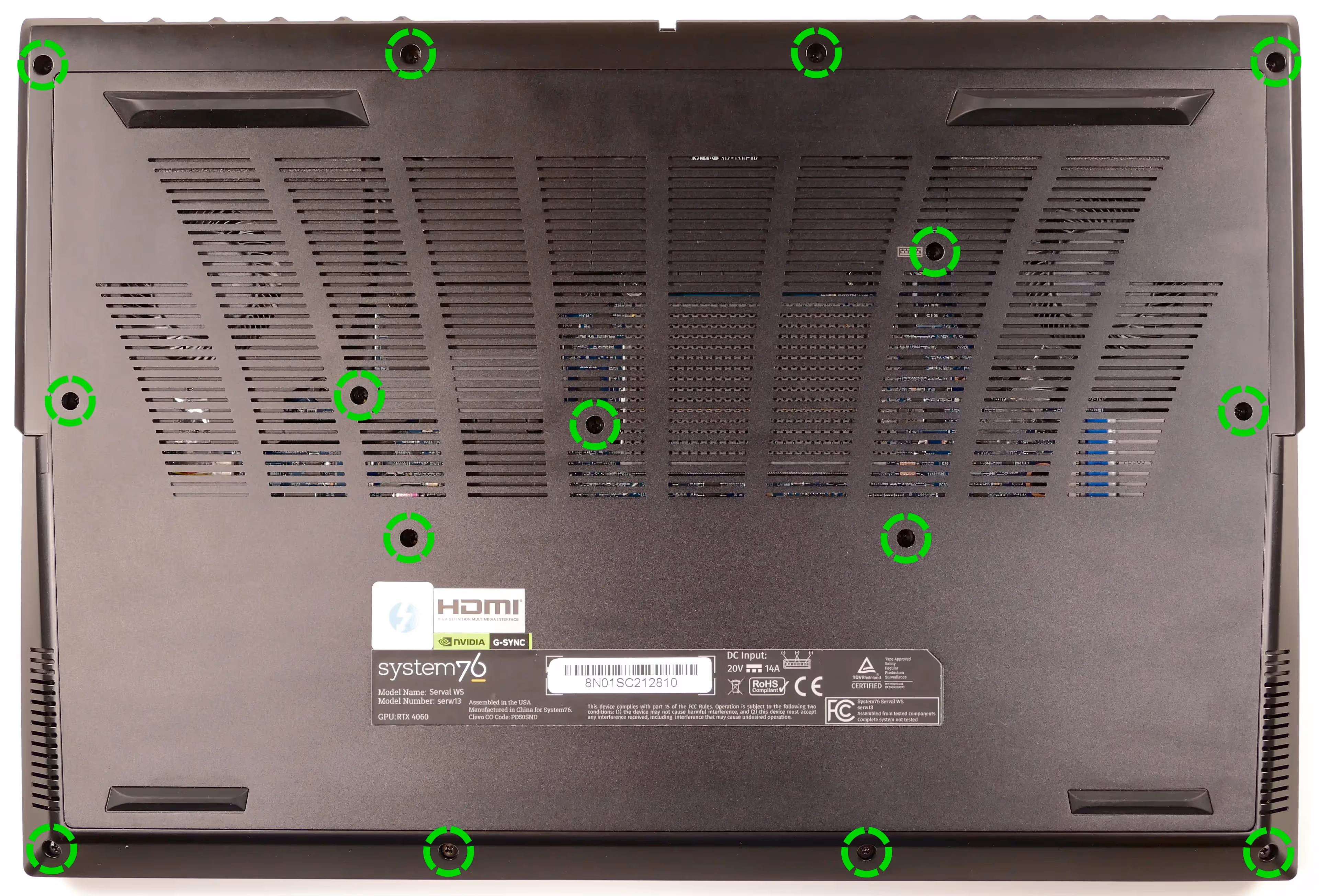 Bottom panel screws