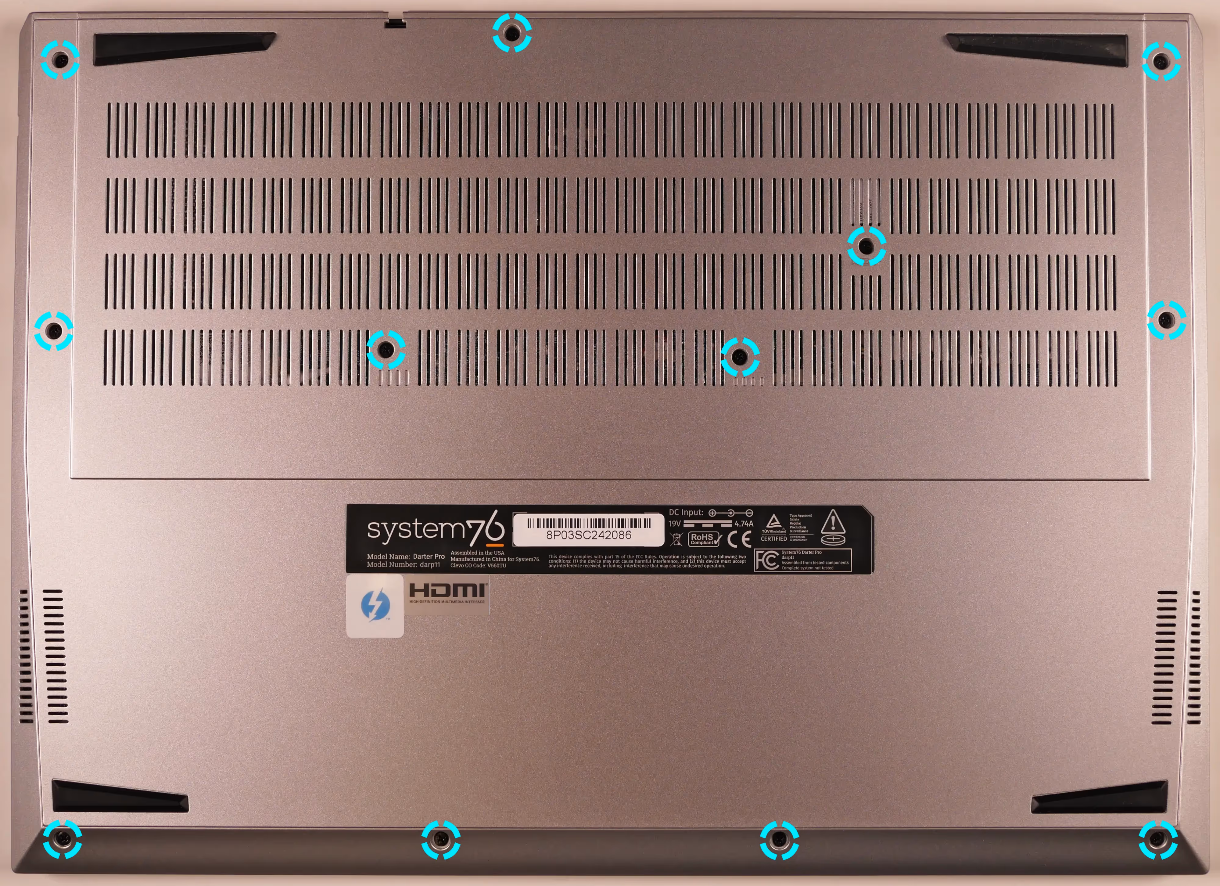 Bottom panel screws (darp11, 16")