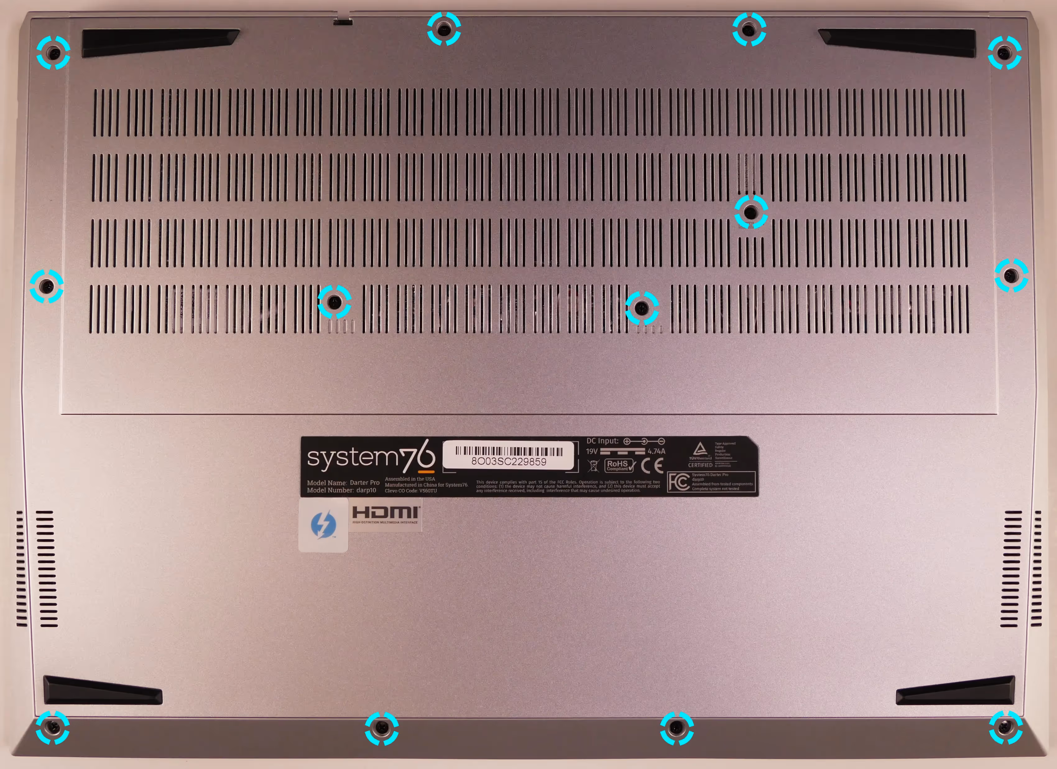 Bottom panel screws (darp10, 16")
