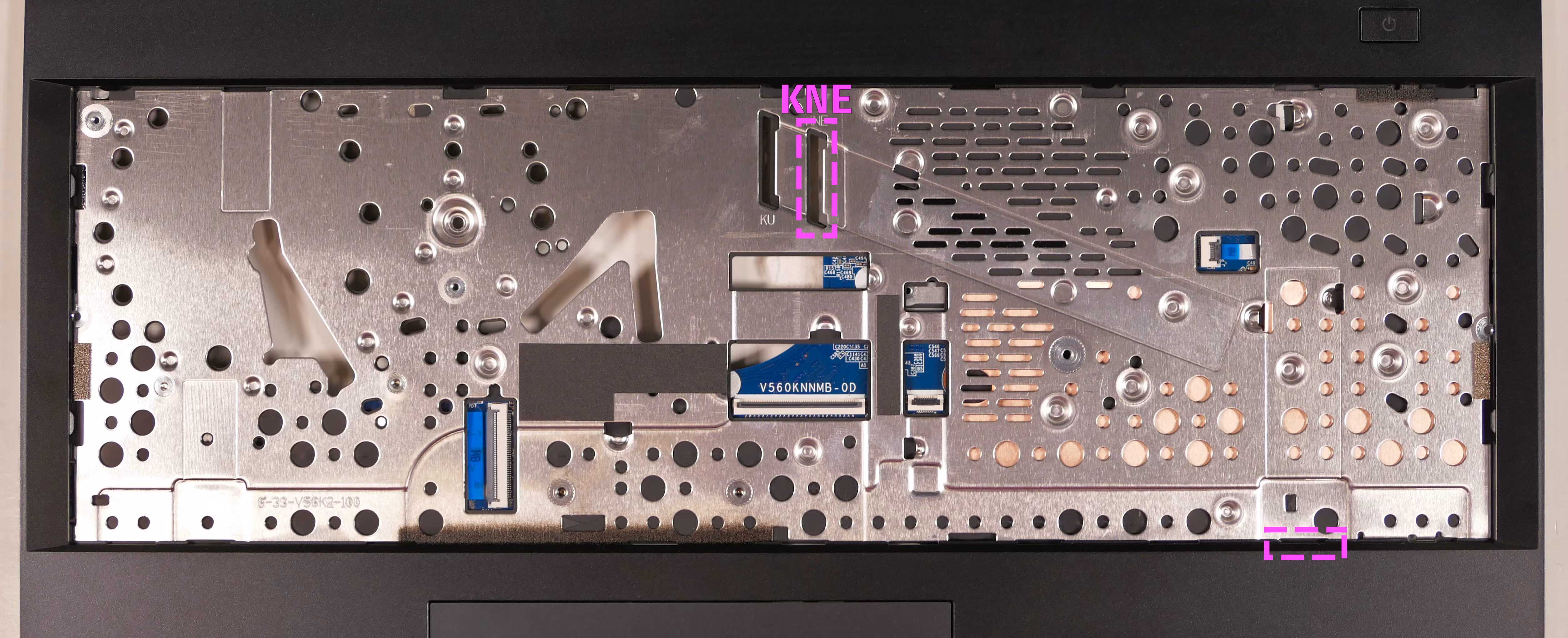 Keyboard adhesive slots