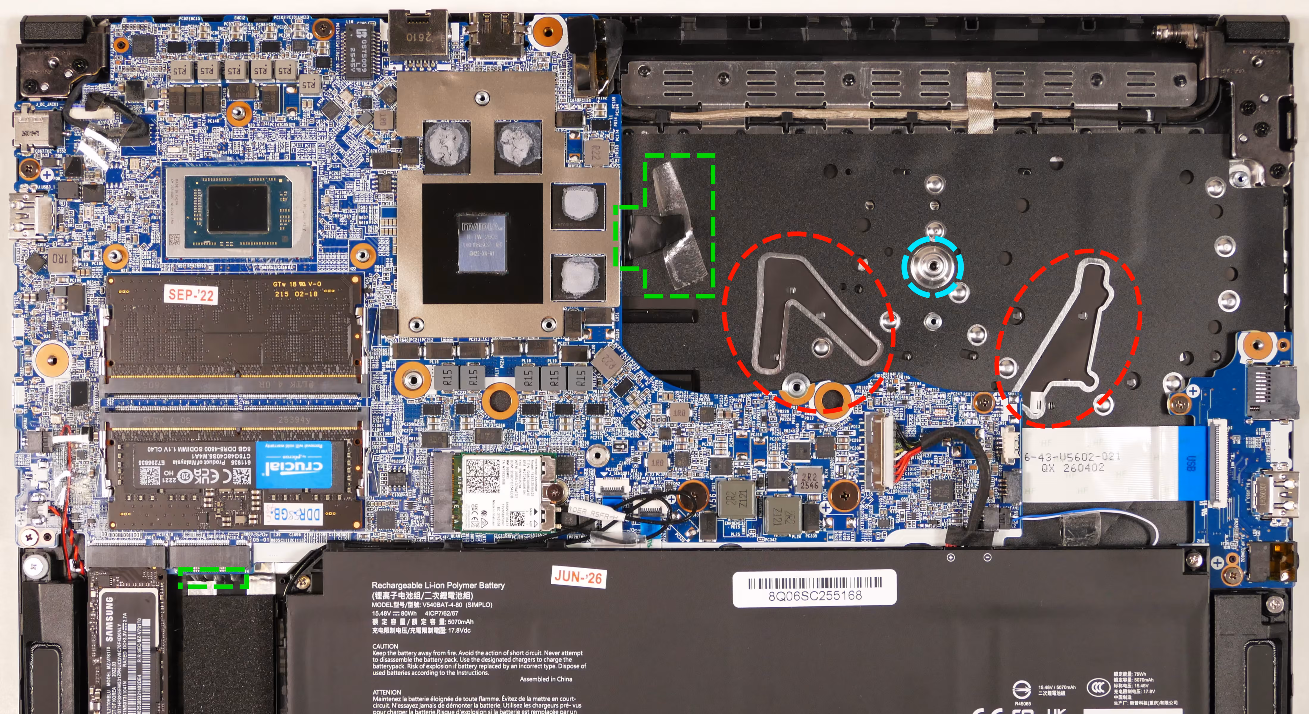 Keyboard adhesive access points & push point (without heatsink)