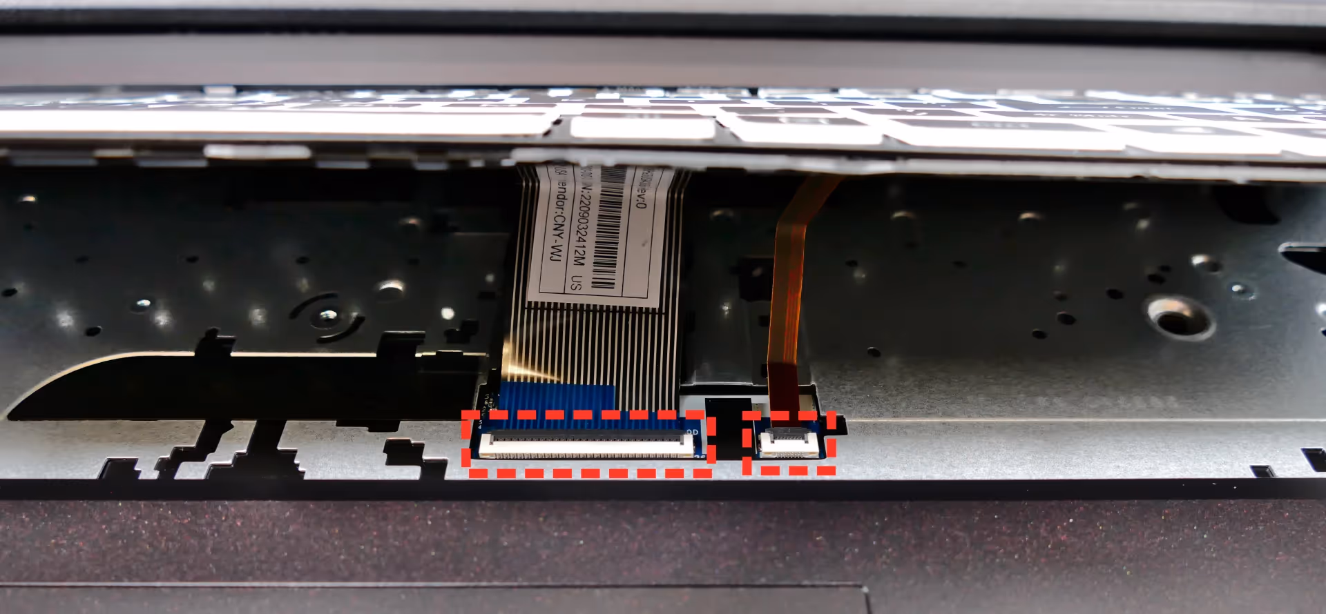 Keyboard ribbon connectors