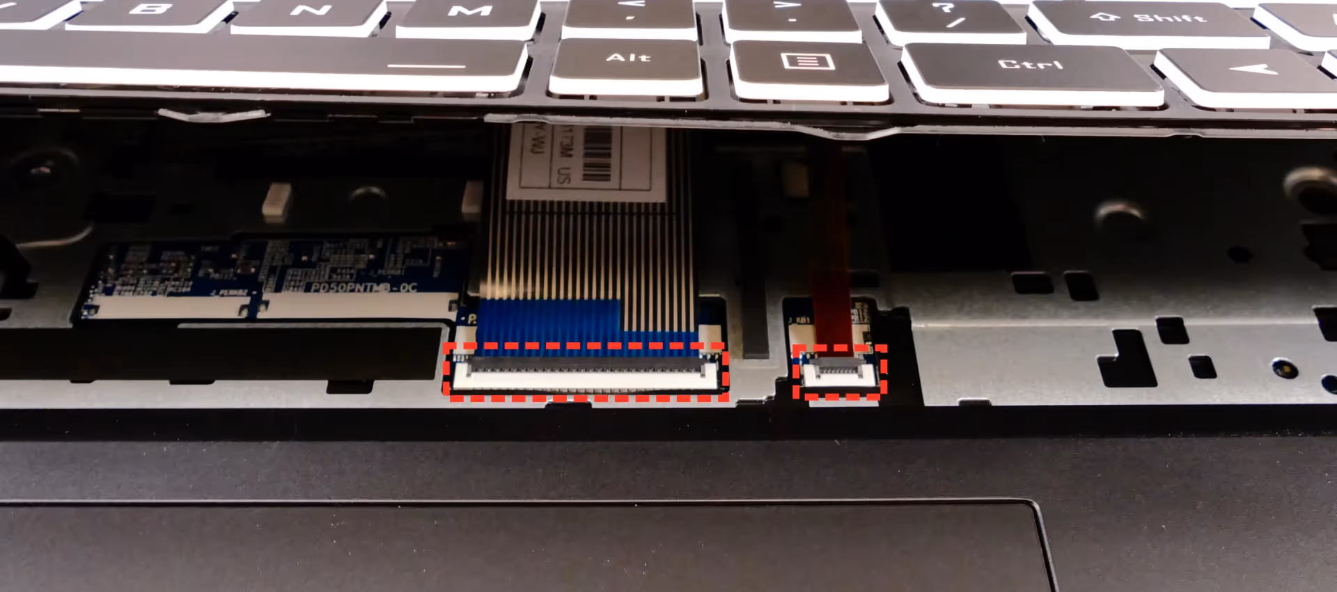 Keyboard ribbon connectors