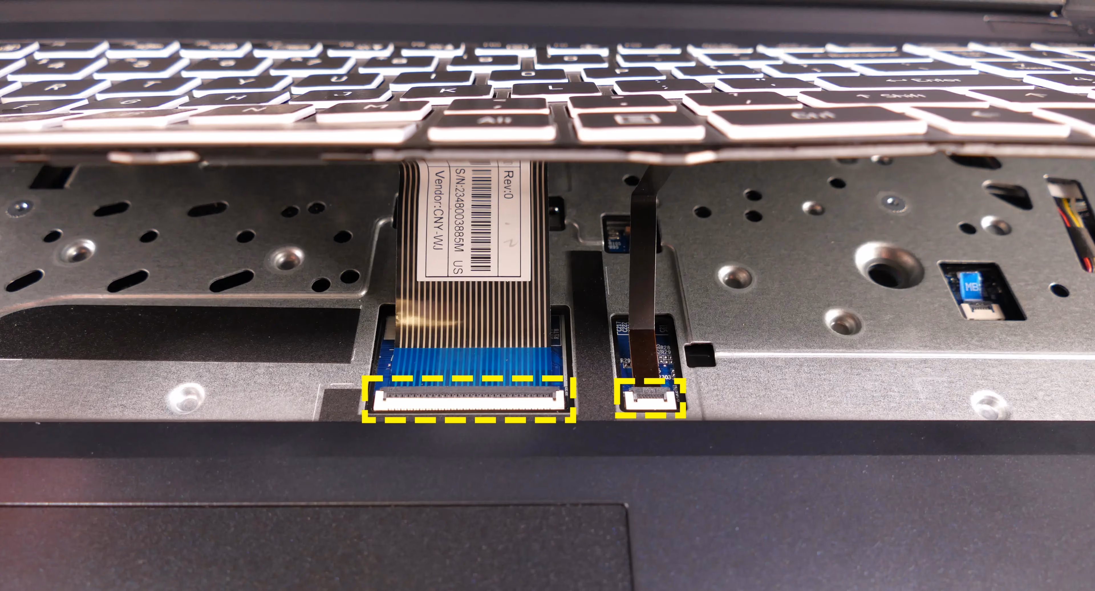 Keyboard ribbon connectors