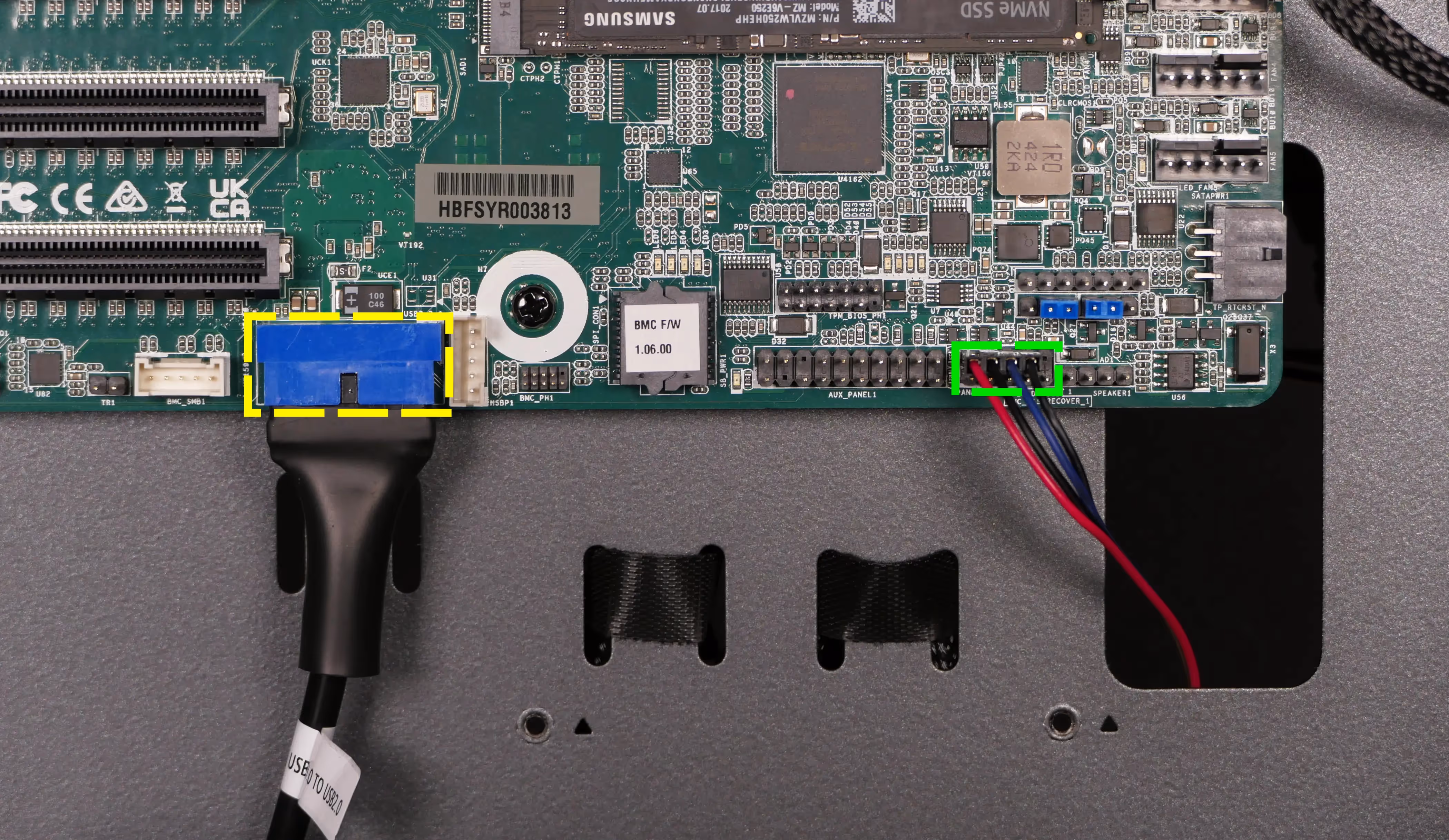 Motherboard power button & USB headers