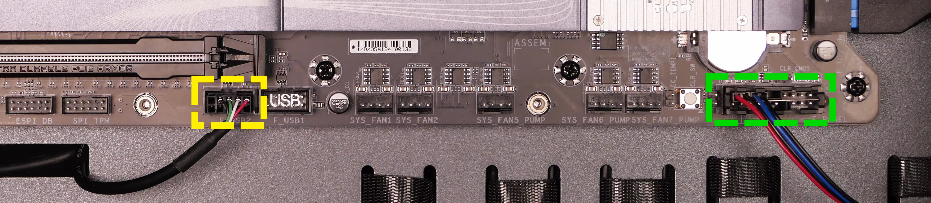 Motherboard power button & USB headers