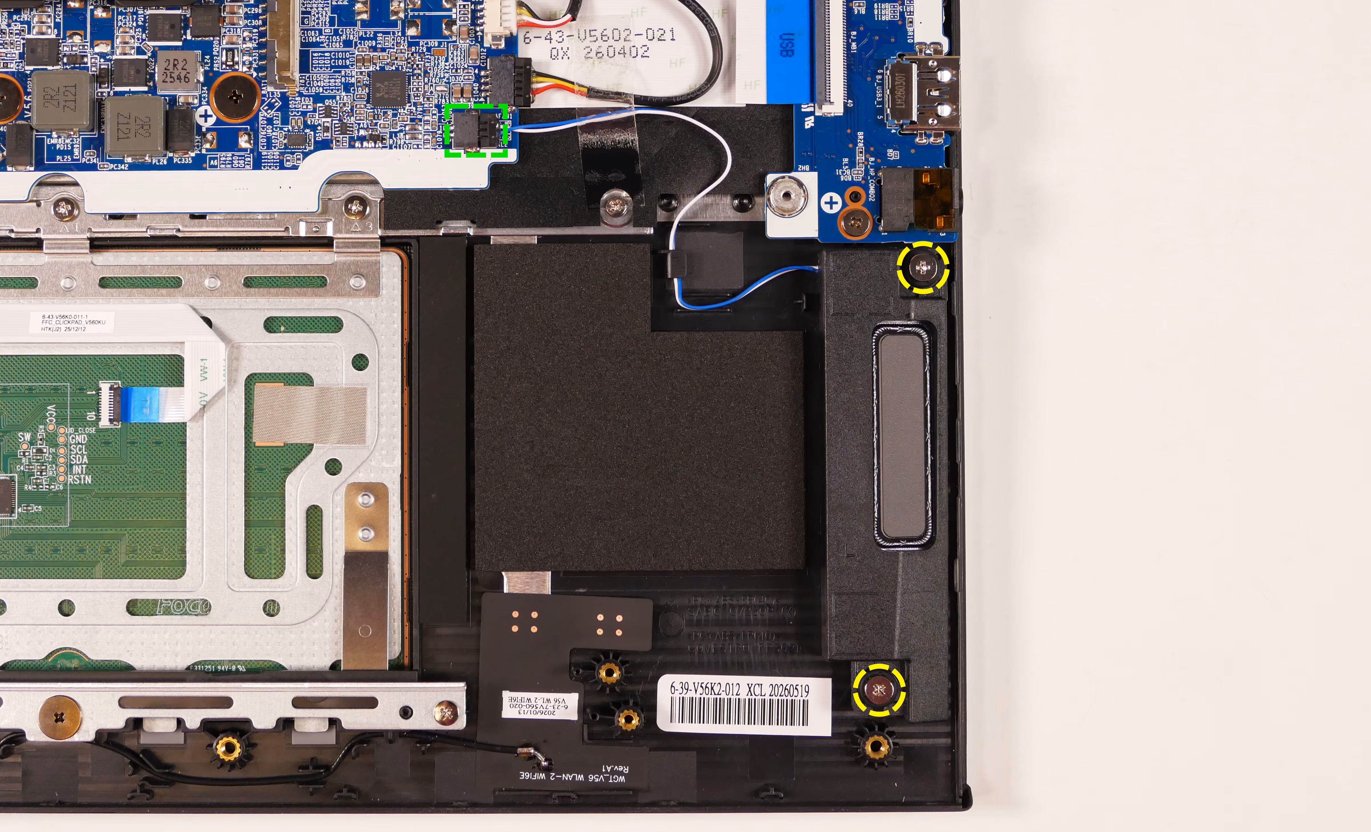 Left speaker wire and screws
