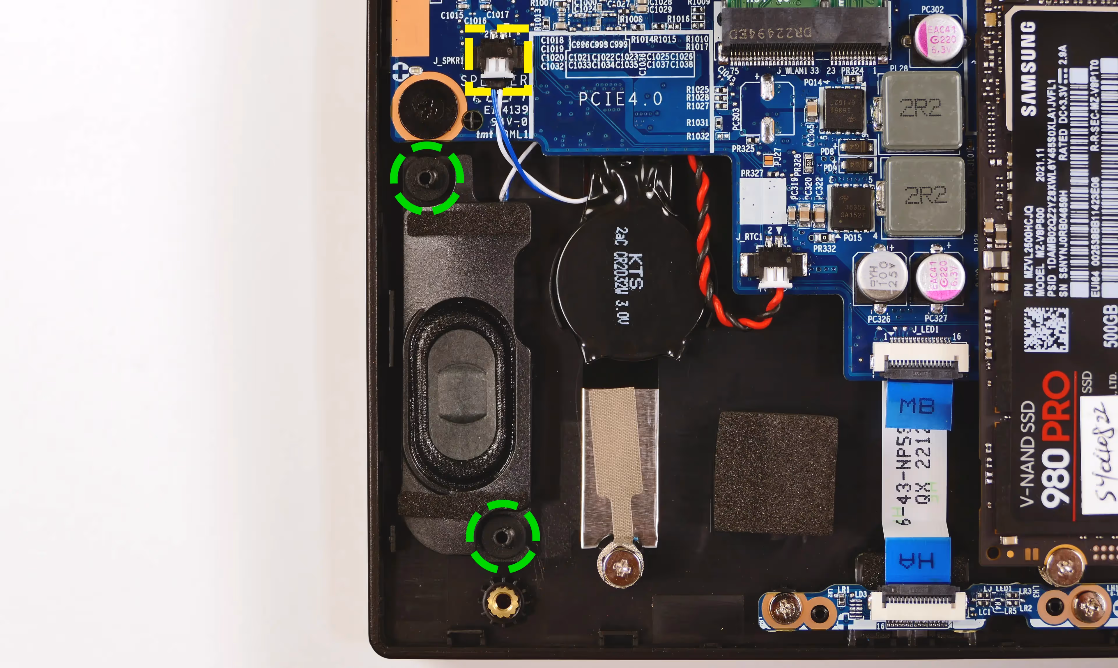 Right speaker wire and screws
