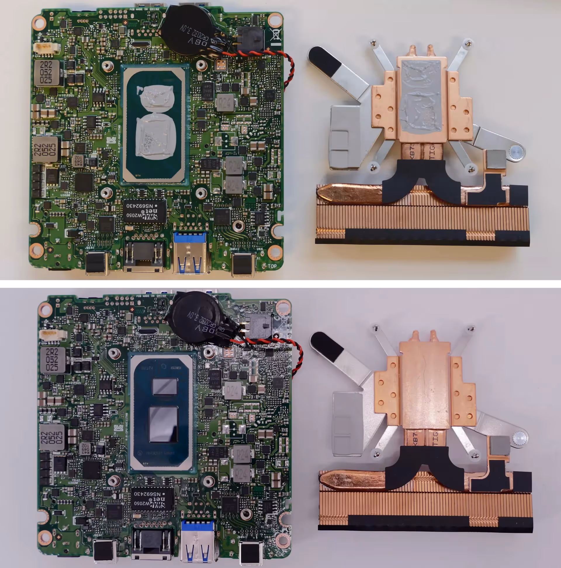 Heatsink and motherboard after cleaning