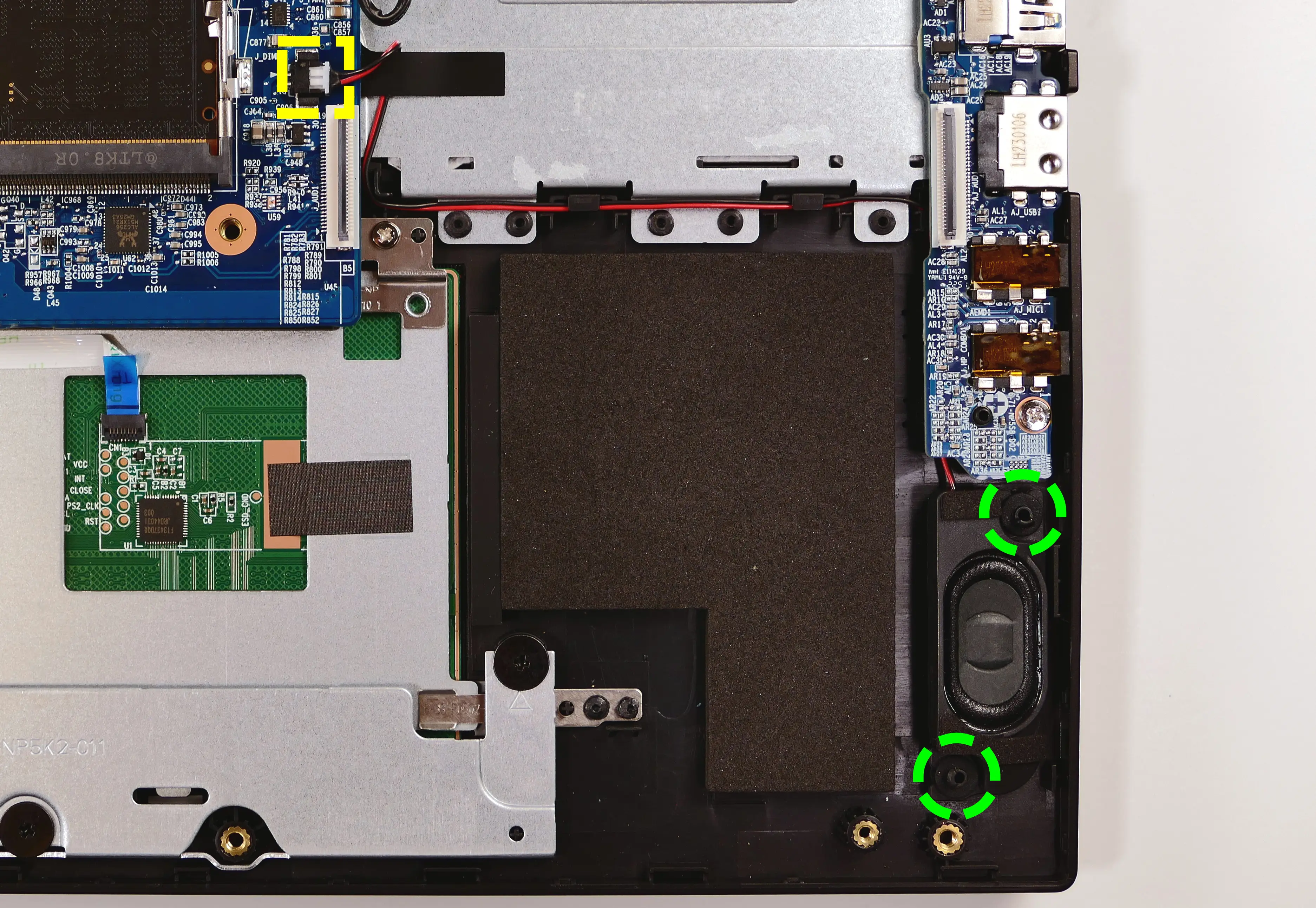 Left speaker wire and posts