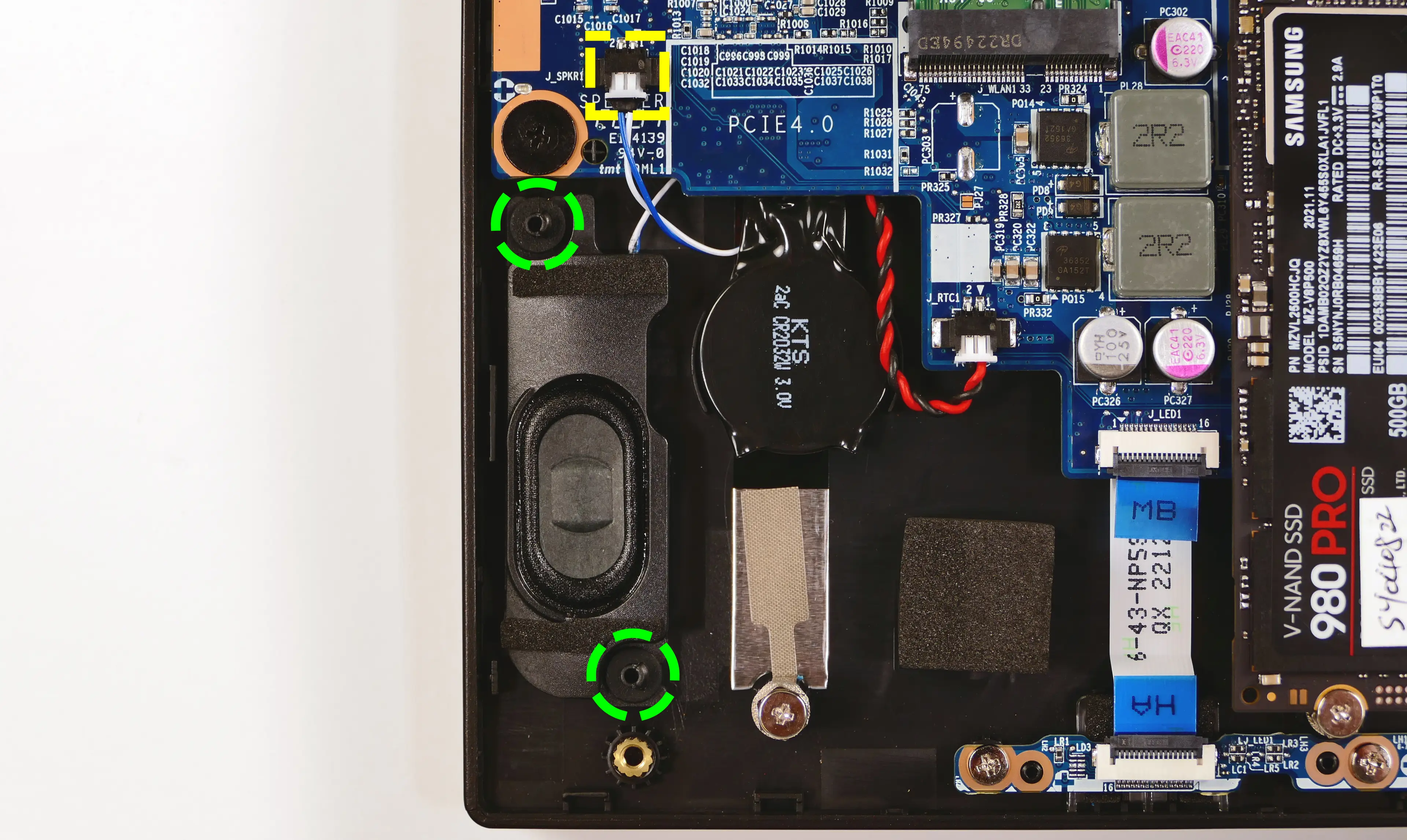 Right speaker wire and screws