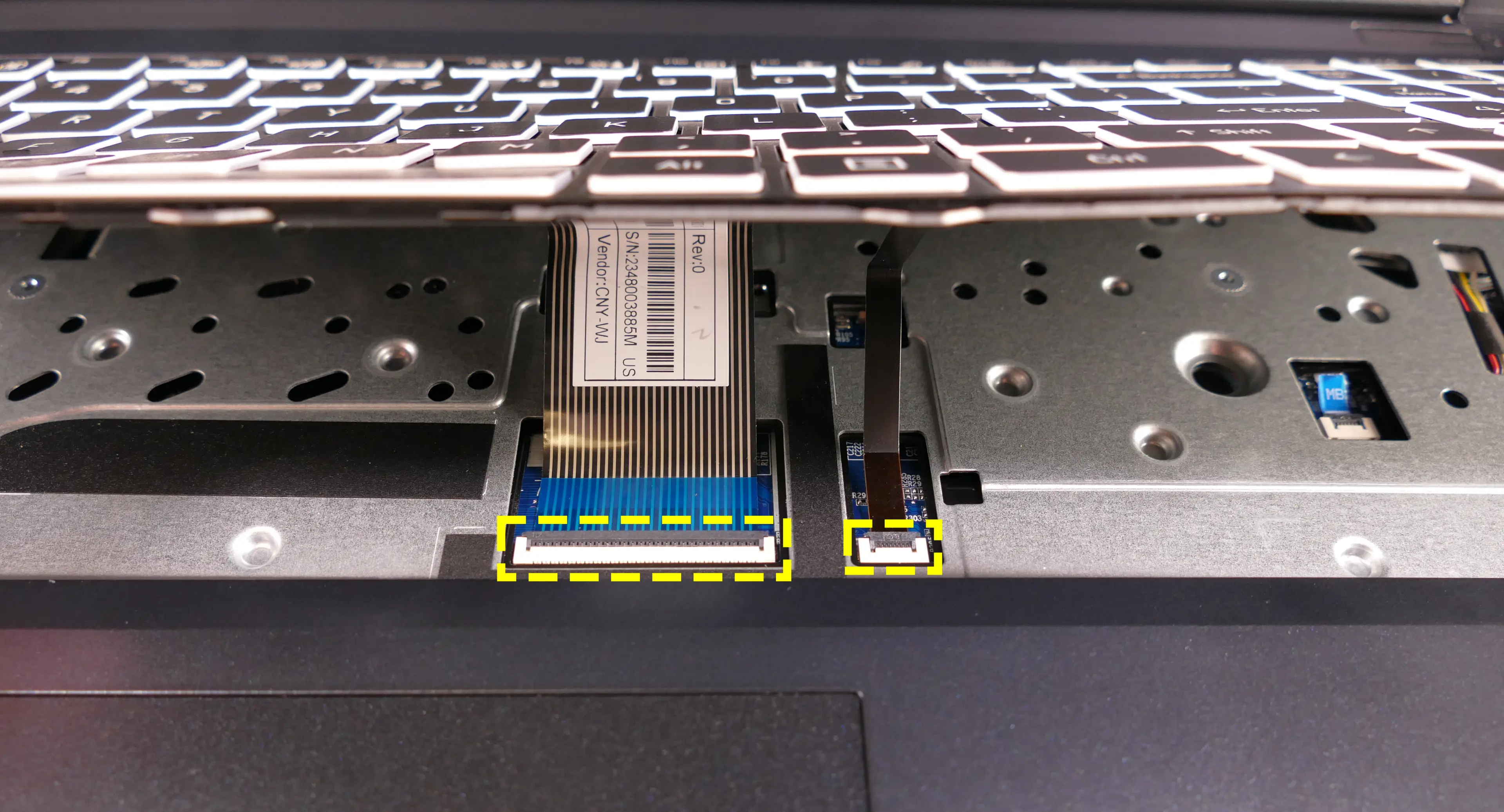 Keyboard ribbon connectors