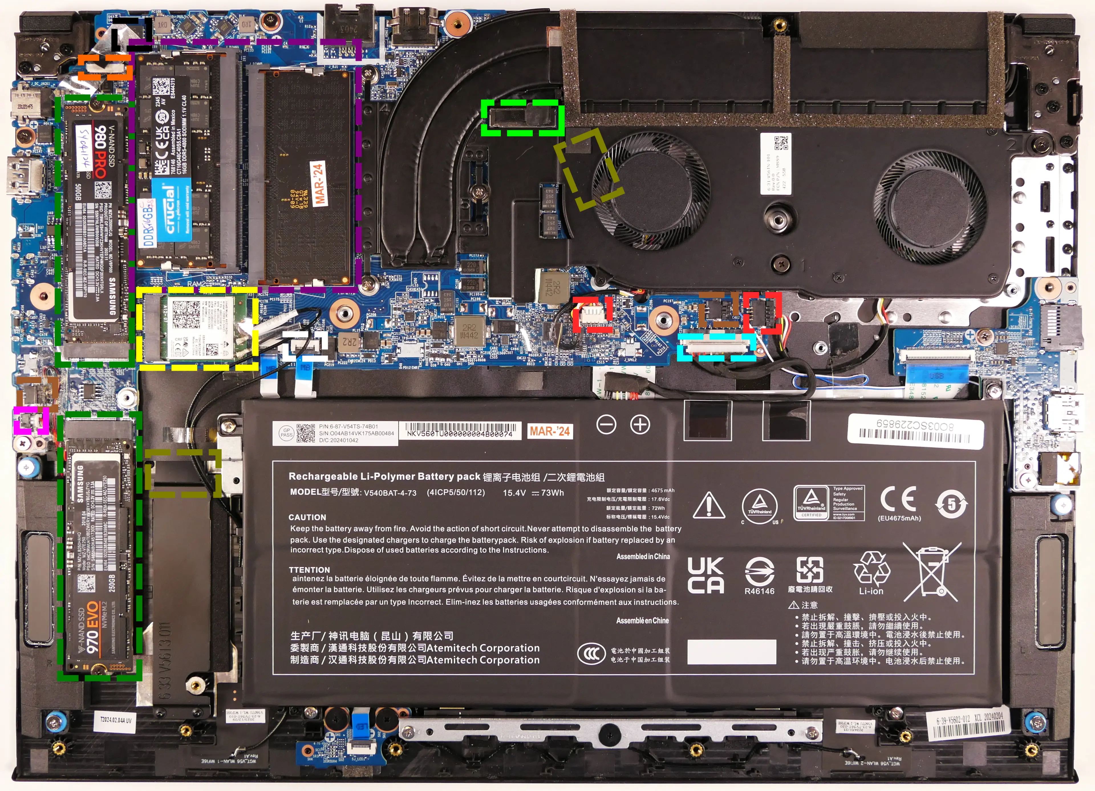 Under-Keyboard Connectors (16“)