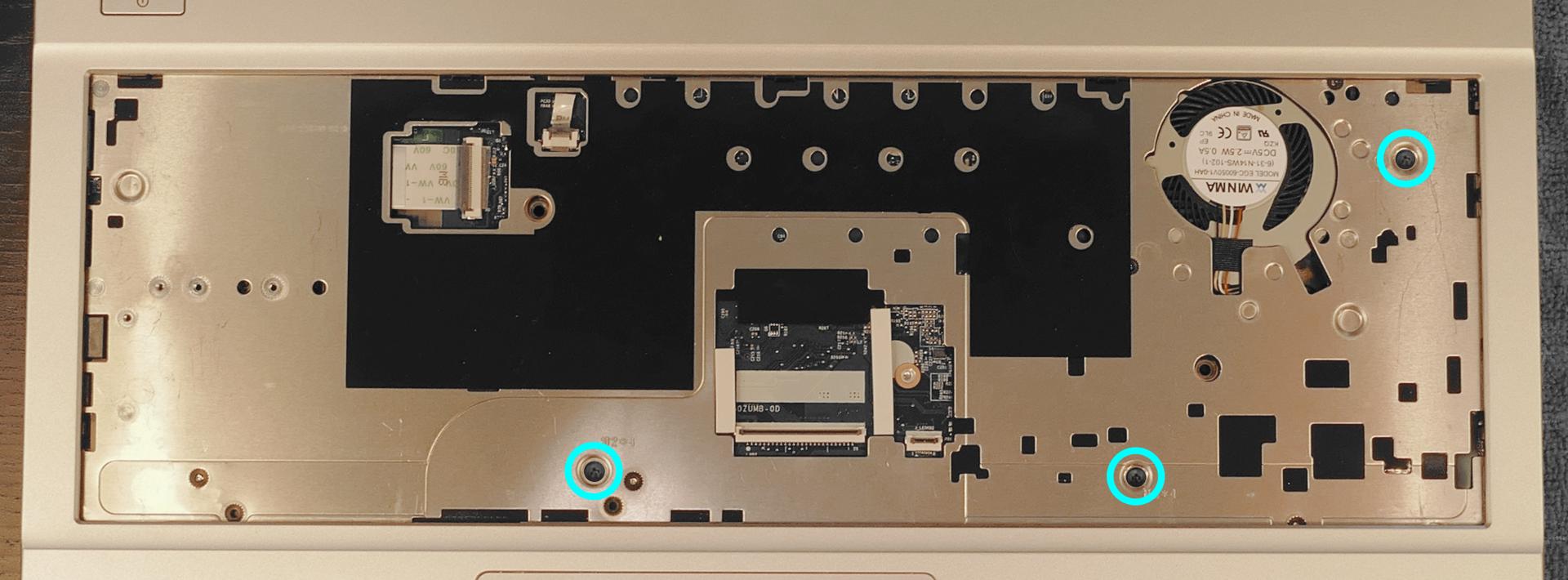 Under-keyboard screws